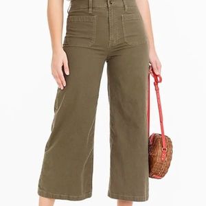 J.CREW olive green wide-leg crop pant (With Tags)